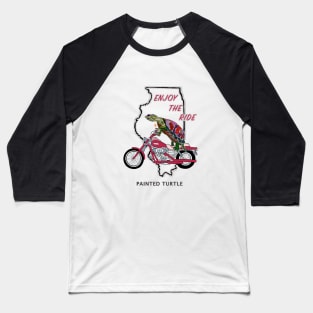 Turtles, Illinois map, Painted Turtle, Motorcycle, Love, Enjoy the Ride Baseball T-Shirt